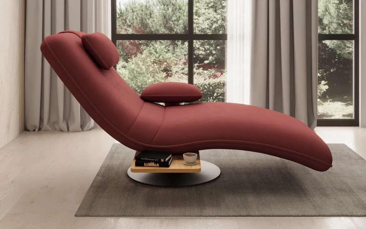 Designer Relax-Liege Velor Stoff mit Drehfunktion und Beistelltisch