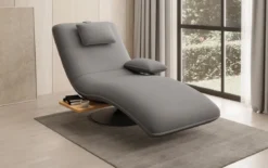 Designer Relax-Liege Velor Stoff mit Drehfunktion und Beistelltisch