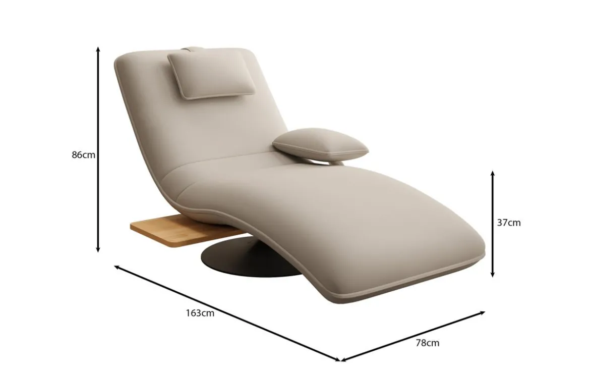 Designer Relax-Liege Velor Stoff mit Drehfunktion und Beistelltisch