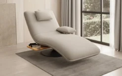 Designer Relax-Liege Velor Stoff mit Drehfunktion und Beistelltisch