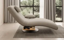 Designer Relax-Liege Velor Stoff mit Drehfunktion und Beistelltisch