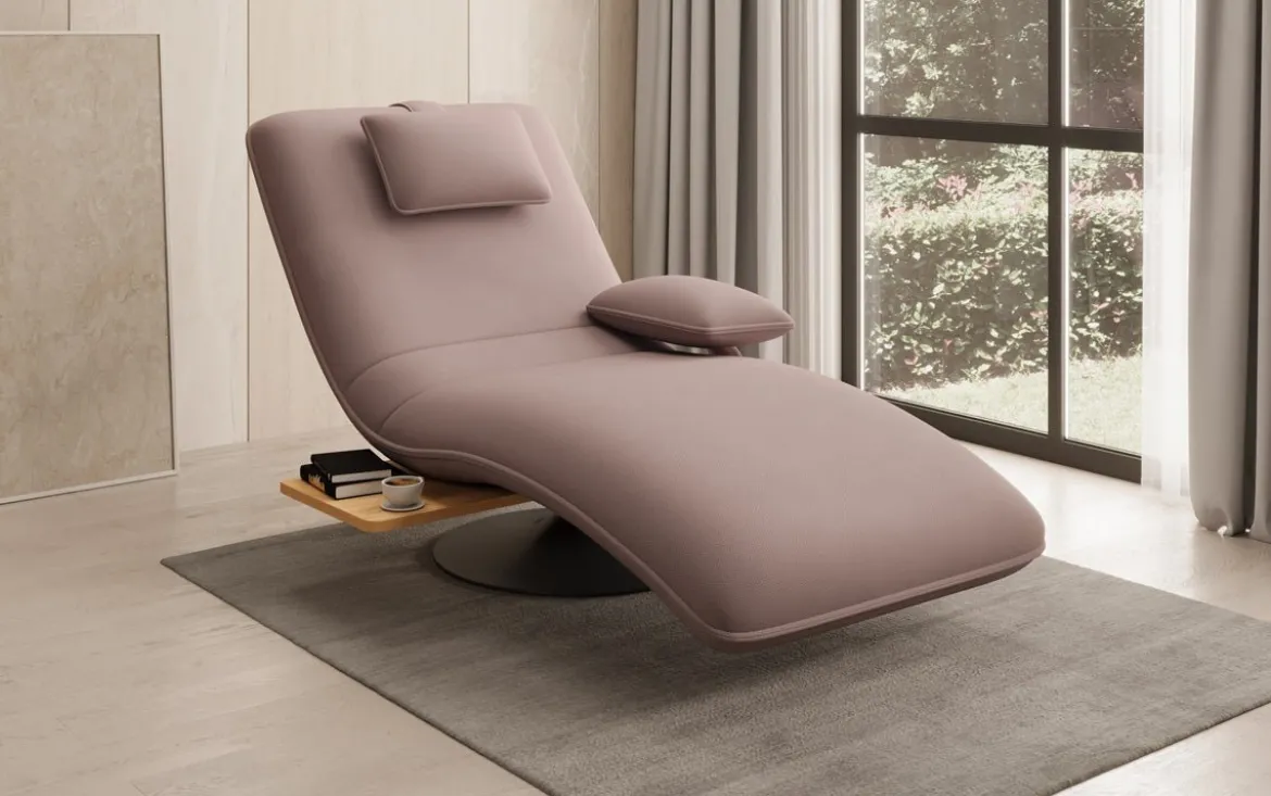 Designer Relax-Liege Velor Stoff mit Drehfunktion und Beistelltisch