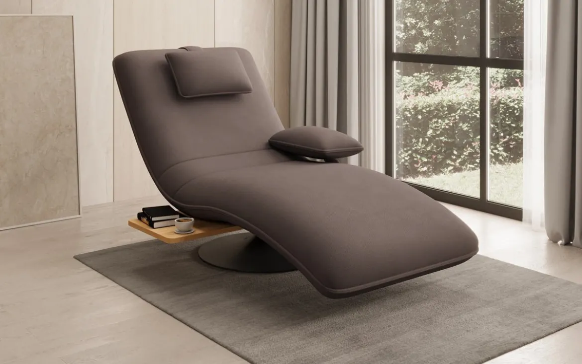 Designer Relax-Liege Velor Stoff mit Drehfunktion und Beistelltisch