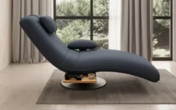 Designer Relax-Liege Velor Stoff mit Drehfunktion und Beistelltisch
