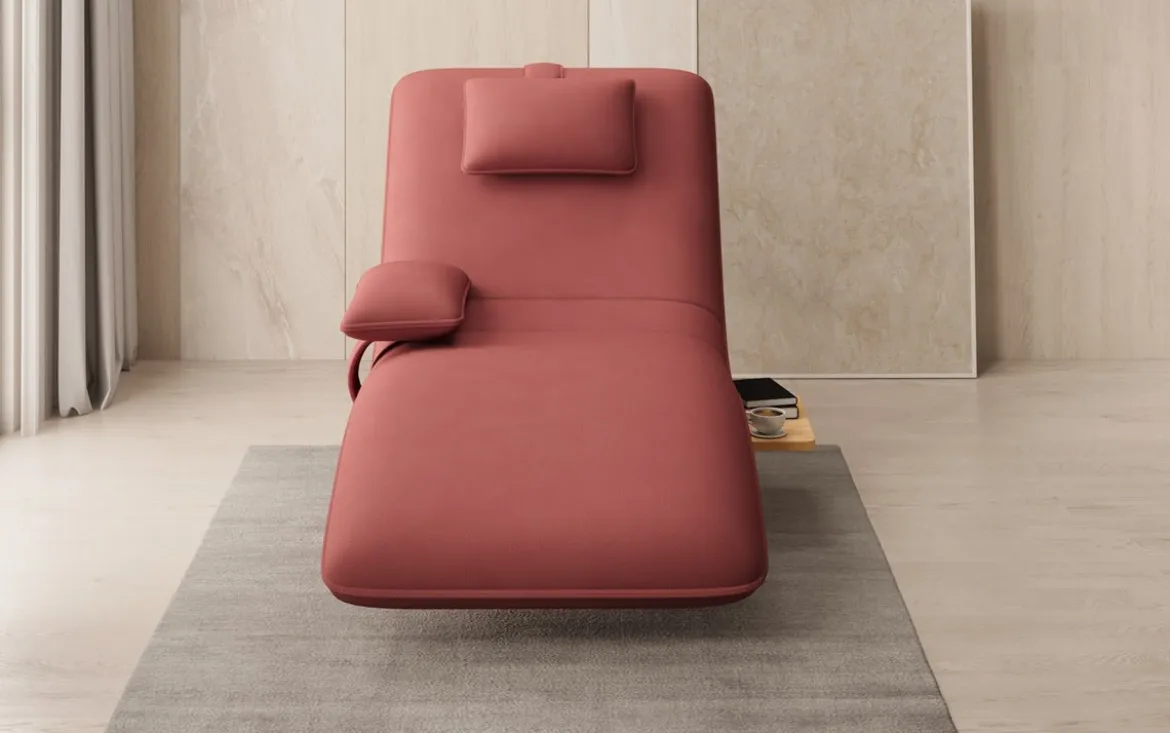 Designer Relax-Liege Velor Stoff mit Drehfunktion und Beistelltisch