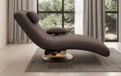 Designer Relax-Liege Velor Stoff mit Drehfunktion und Beistelltisch