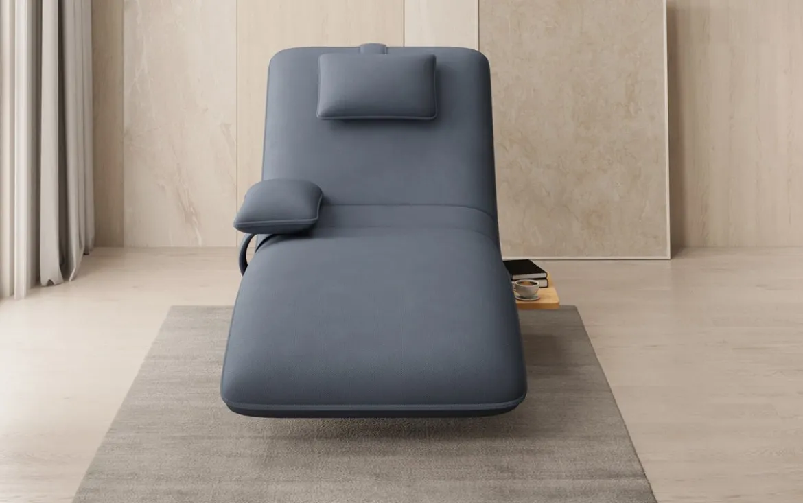 Designer Relax-Liege Velor Stoff mit Drehfunktion und Beistelltisch