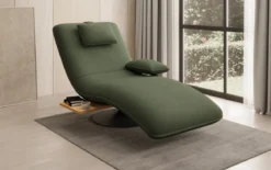 Designer Relax-Liege Velor Stoff mit Drehfunktion und Beistelltisch