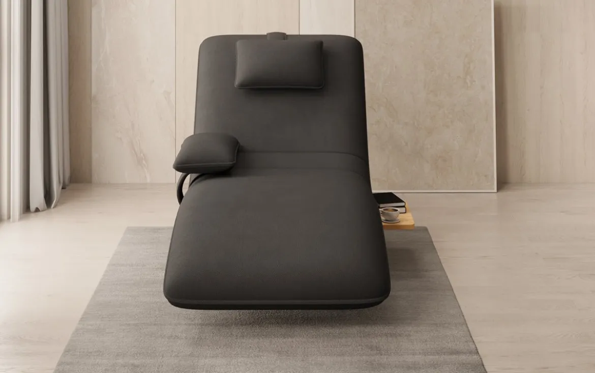 Designer Relax-Liege Velor Stoff mit Drehfunktion und Beistelltisch