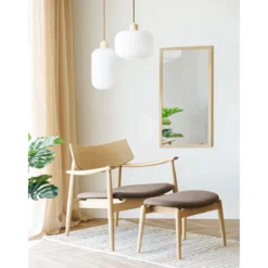Designer Sessel Agnar Set mit Beistellhocker aus Eiche