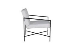 Designer Sessel Lundra – Polsterstuhl in Offwhite mit schwarzem Metallgestell