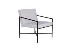 Designer Sessel Lundra – Polsterstuhl in Offwhite mit schwarzem Metallgestell