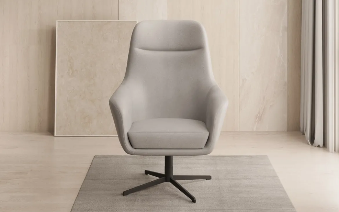 Designer Sessel Ren 360° Drehfunktion in Echtleder