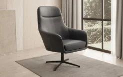 Designer Sessel Ren 360° Drehfunktion in Echtleder