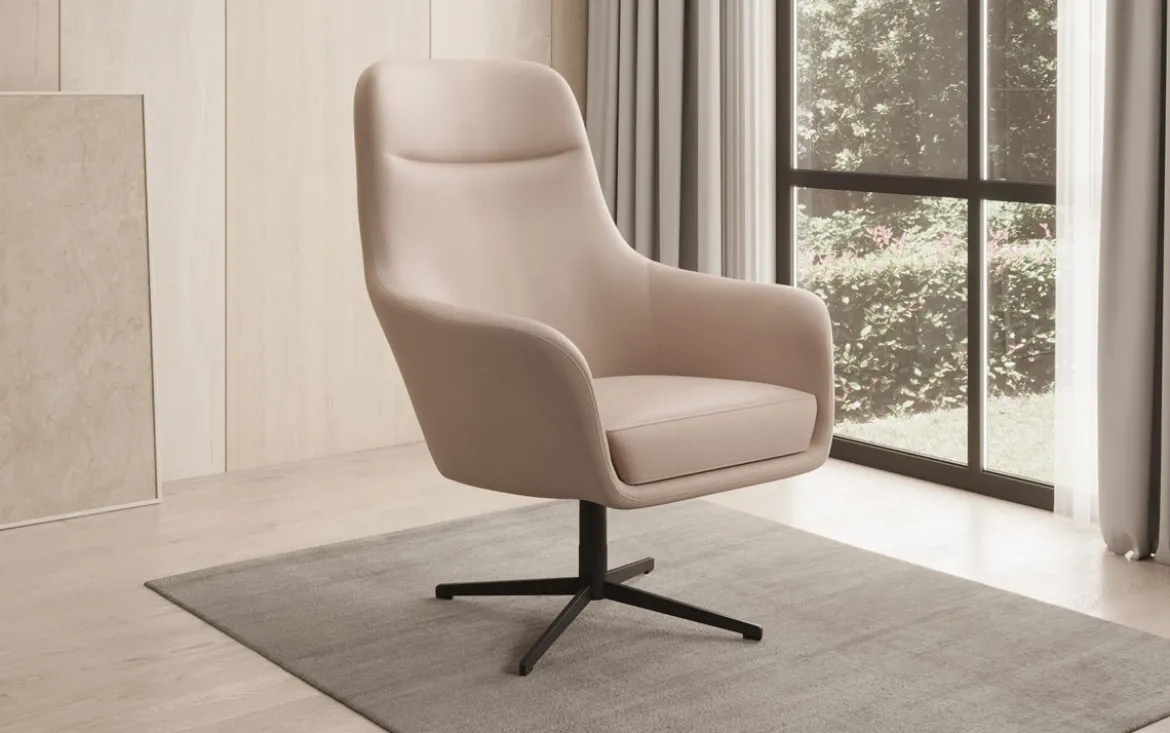 Designer Sessel Ren 360° Drehfunktion in Echtleder