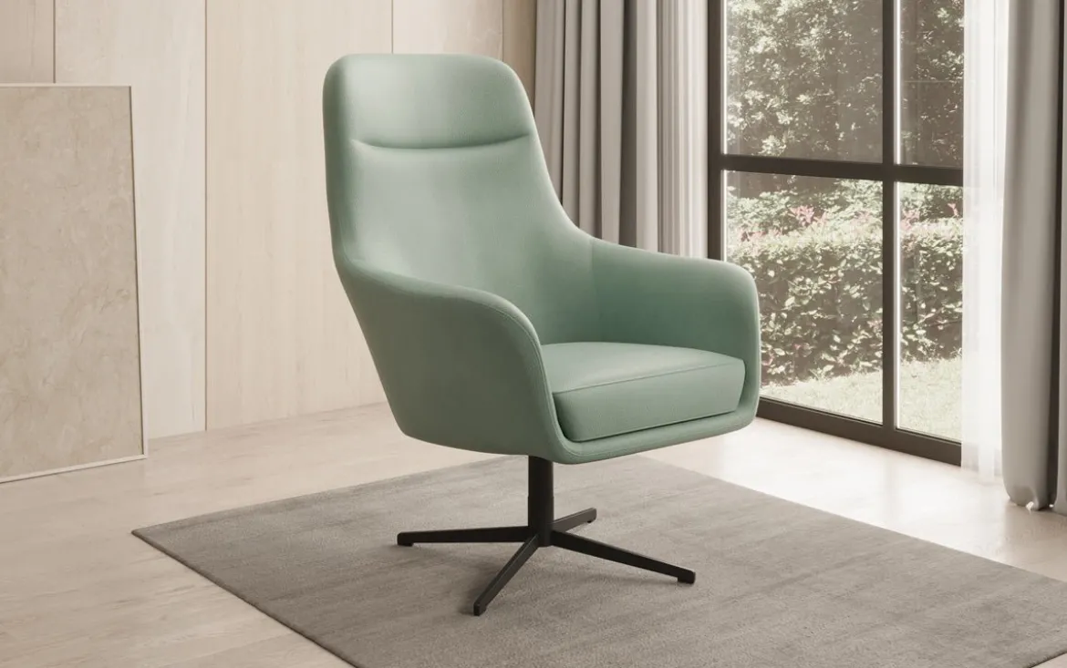 Designer Sessel Ren 360° Drehfunktion in Echtleder