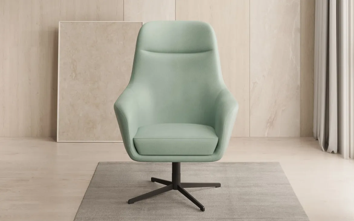 Designer Sessel Ren 360° Drehfunktion in Echtleder