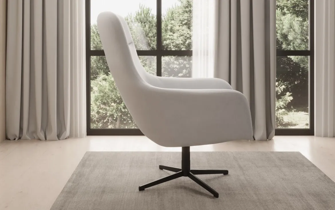 Designer Sessel Ren 360° Drehfunktion in Echtleder