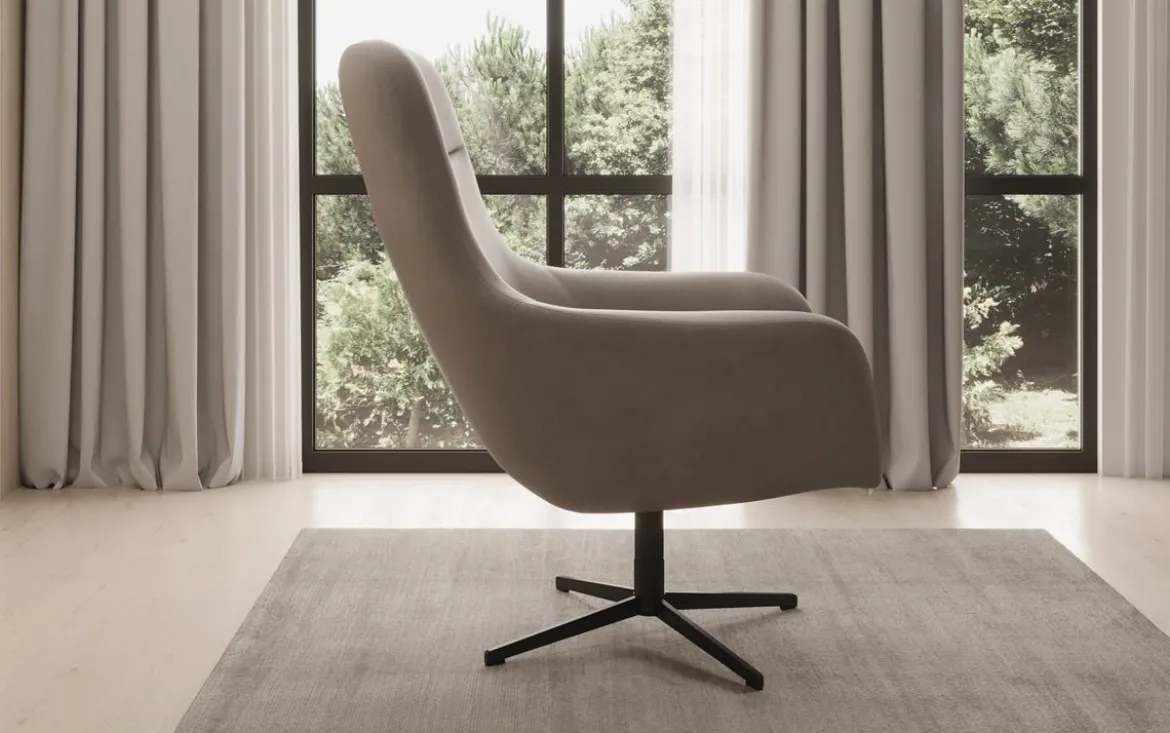 Designer Sessel Ren 360° Drehfunktion in Echtleder