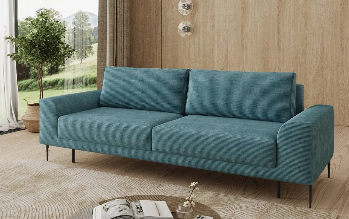 Designer 3 Sitzer Sofa Bloom in Cord mit Schlaffunktion und Stauraum