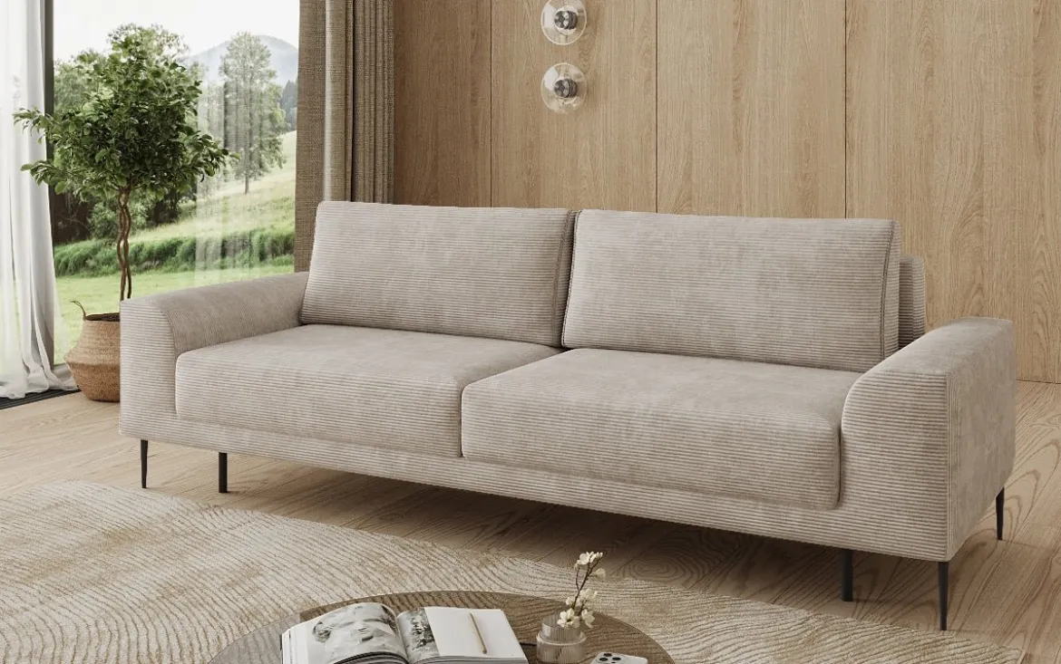 Designer 3 Sitzer Sofa Bloom in Cord mit Schlaffunktion und Stauraum