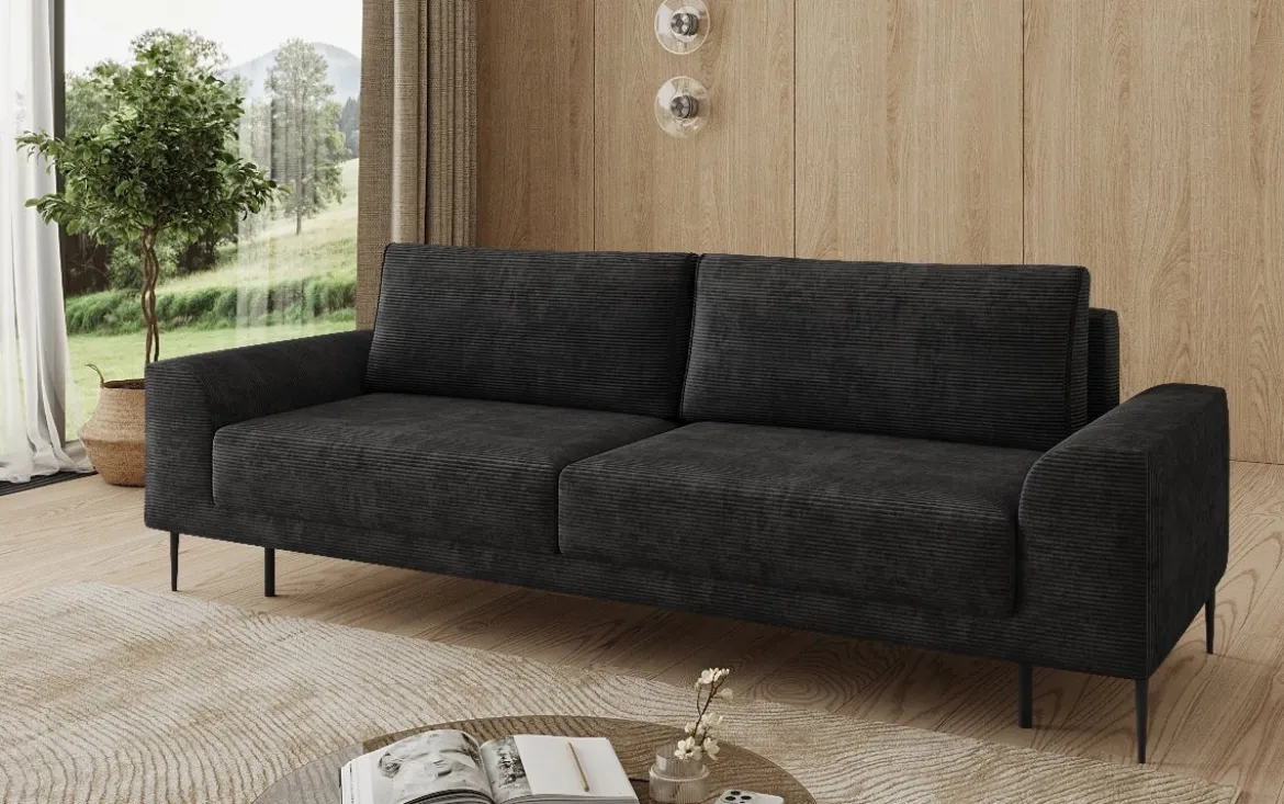 Designer 3 Sitzer Sofa Bloom in Cord mit Schlaffunktion und Stauraum