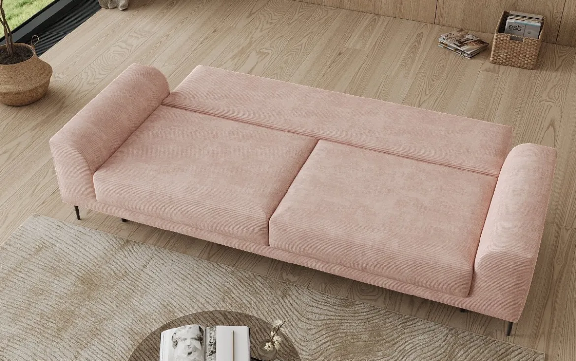 Designer 3 Sitzer Sofa Bloom in Cord mit Schlaffunktion und Stauraum