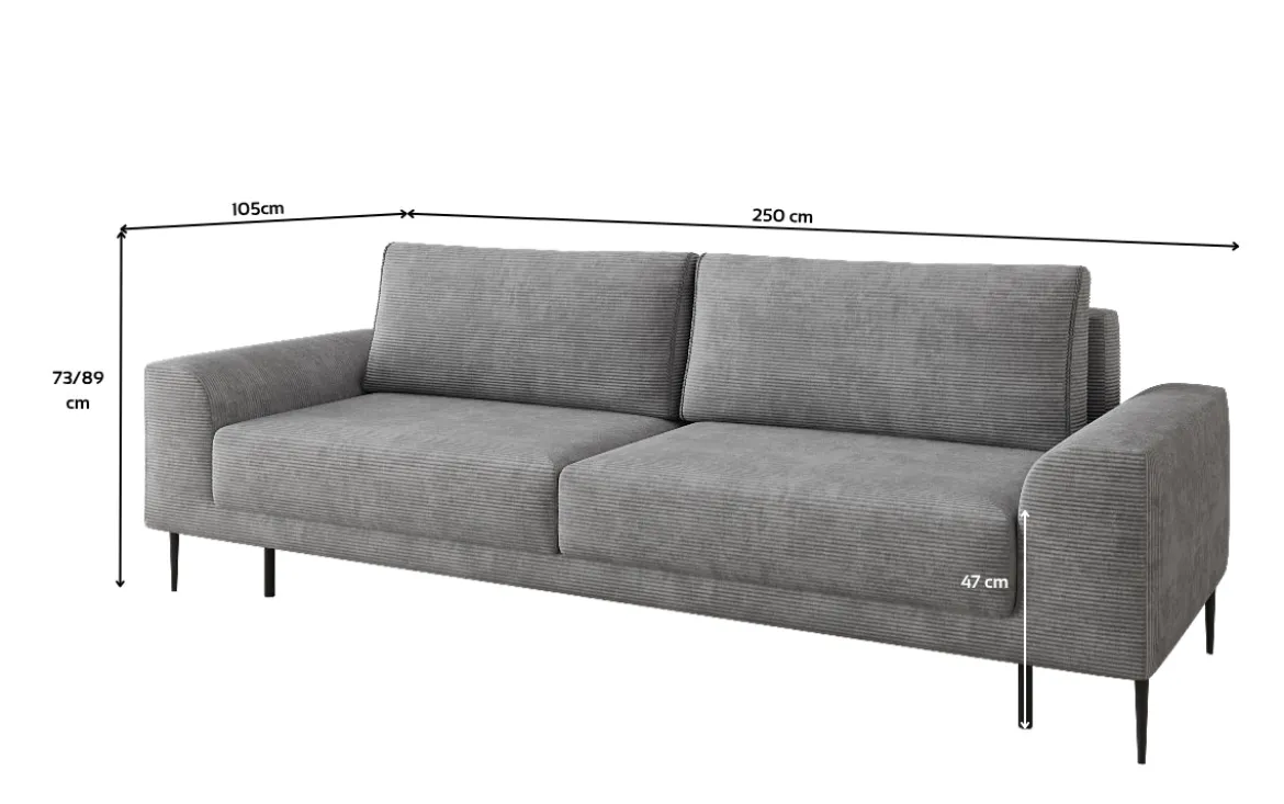Designer 3 Sitzer Sofa Bloom in Cord mit Schlaffunktion und Stauraum