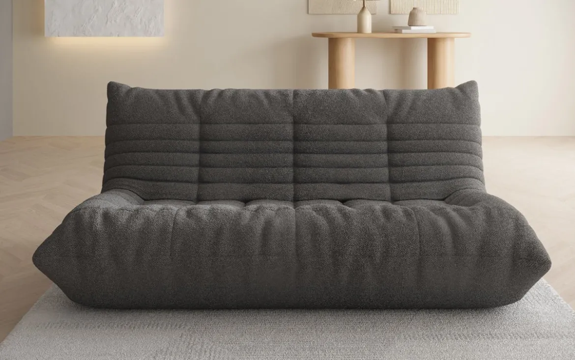 Designer 3 Sitzer Sofa Calmo in Teddy Bouclé