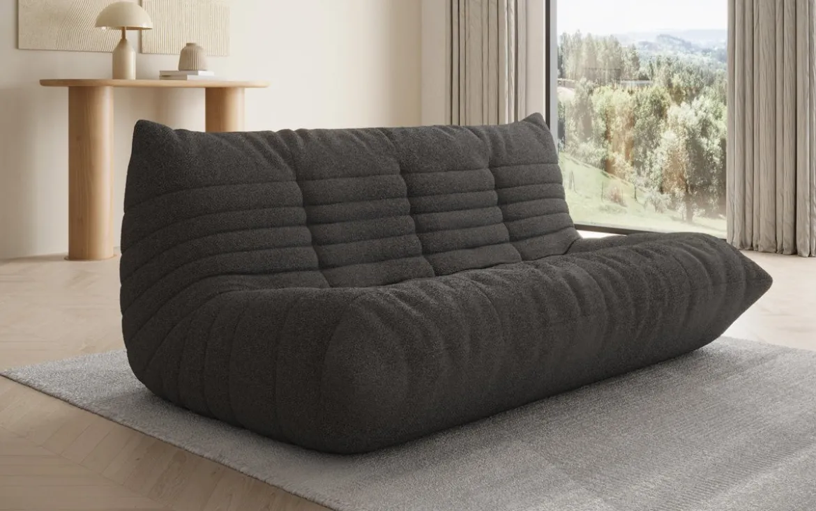 Designer 3 Sitzer Sofa Calmo in Teddy Bouclé