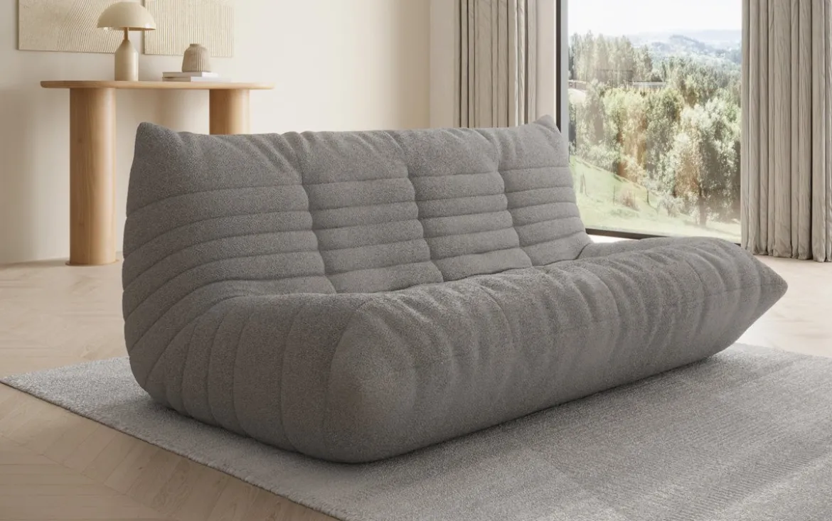 Designer 3 Sitzer Sofa Calmo in Teddy Bouclé
