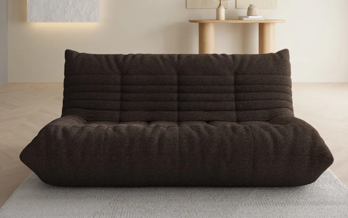 Designer 3 Sitzer Sofa Calmo in Teddy Bouclé