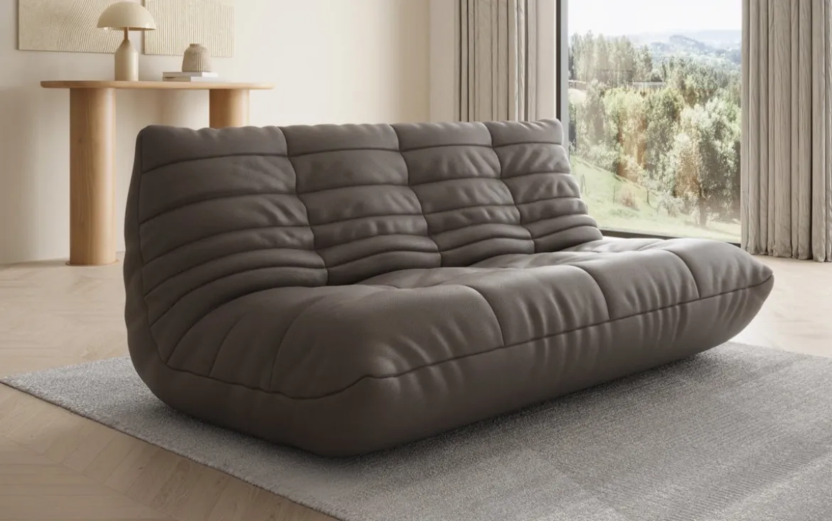 Designer 3 Sitzer Sofa Calmo in Echtleder