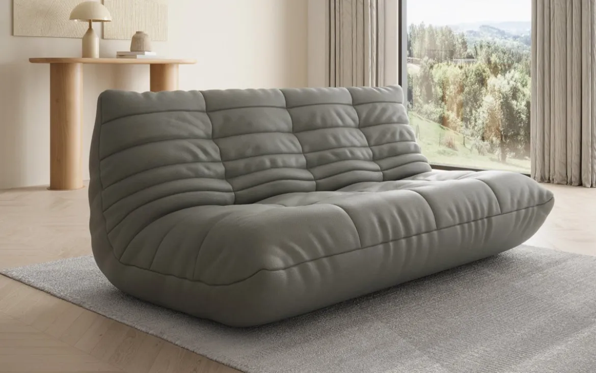 Designer 3 Sitzer Sofa Calmo in Echtleder