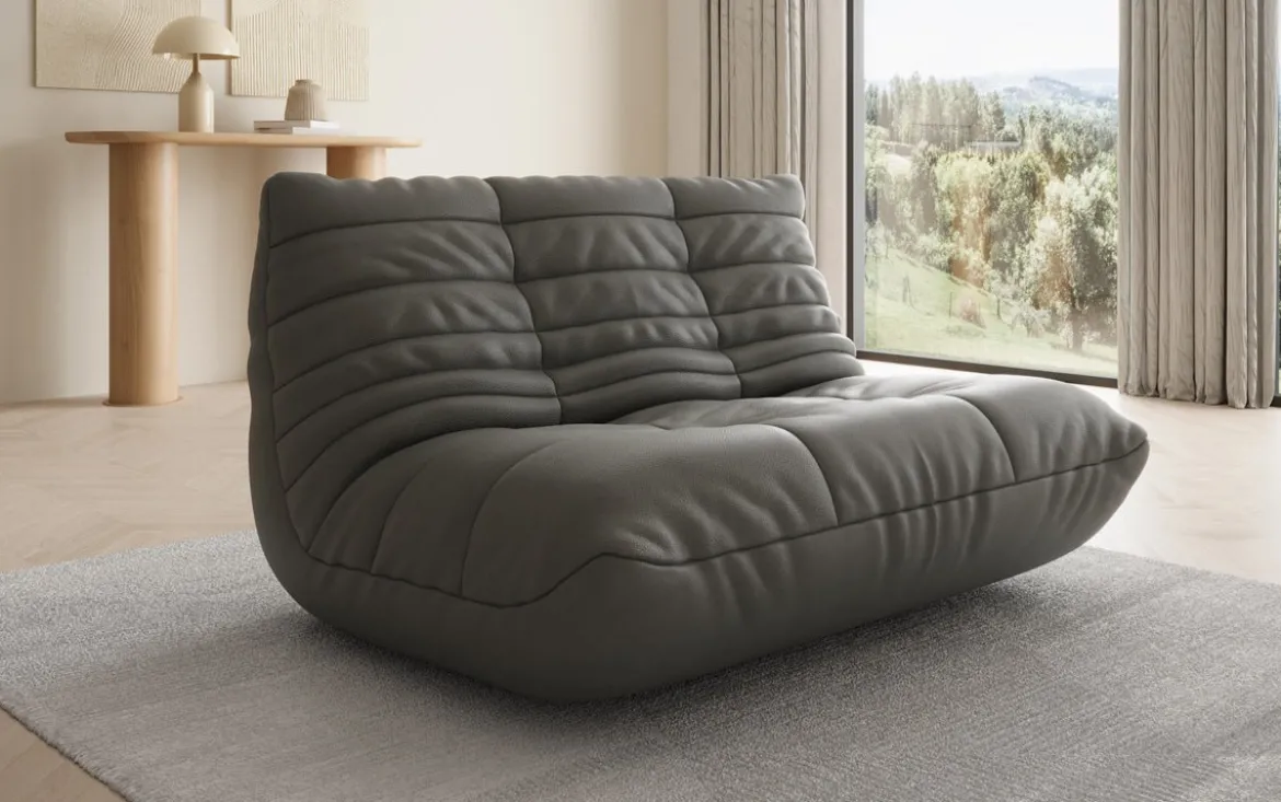 Designer 2 Sitzer Sofa Calmo in Echtleder