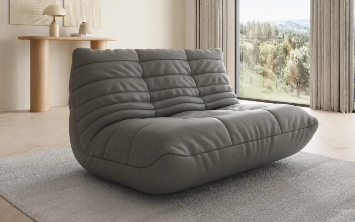 Designer 2 Sitzer Sofa Calmo in Echtleder