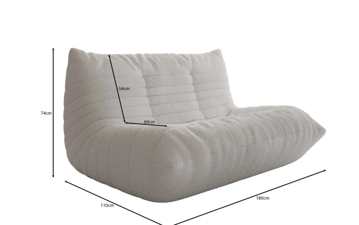 Designer 2 Sitzer Sofa Calmo in Teddy Bouclé