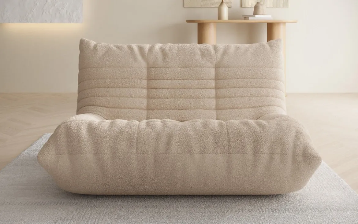 Designer 2 Sitzer Sofa Calmo in Teddy Bouclé