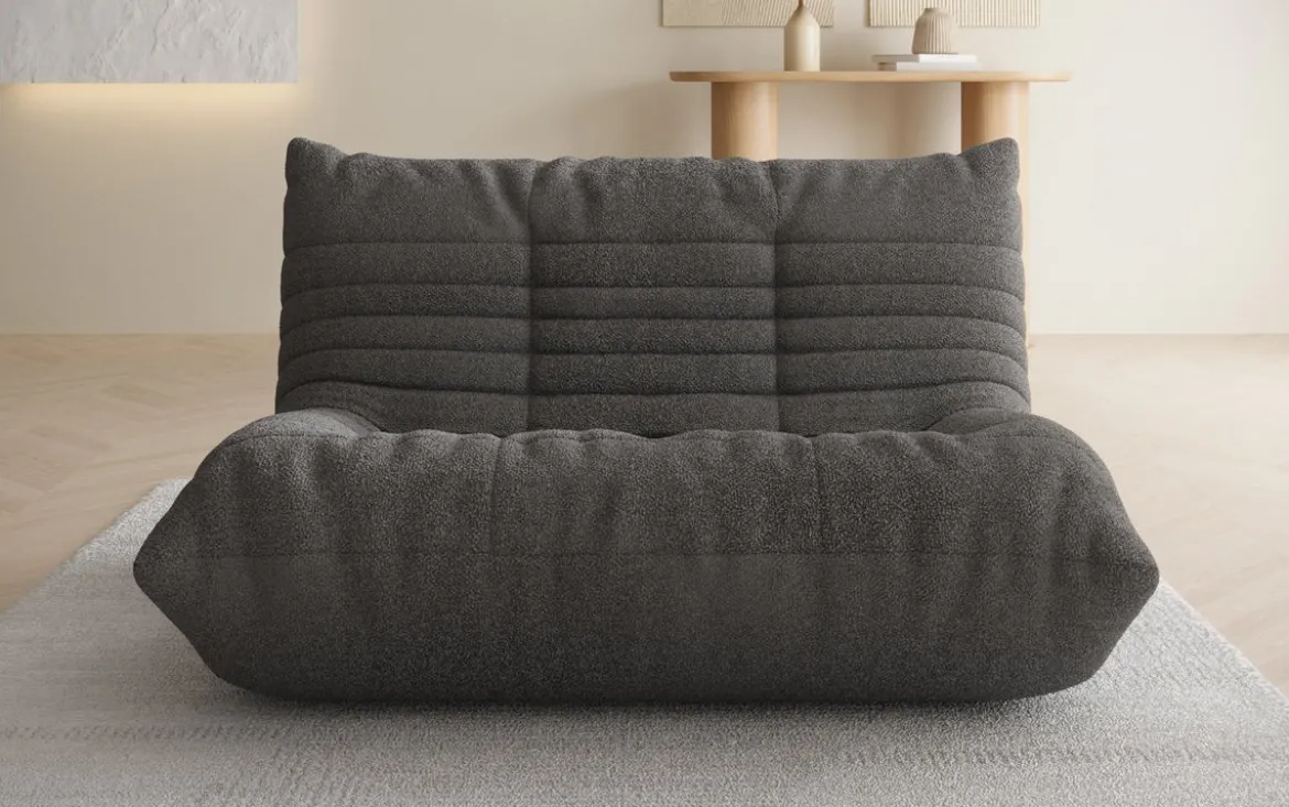 Designer 2 Sitzer Sofa Calmo in Teddy Bouclé