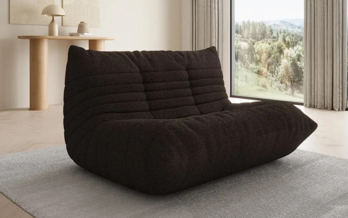 Designer 2 Sitzer Sofa Calmo in Teddy Bouclé