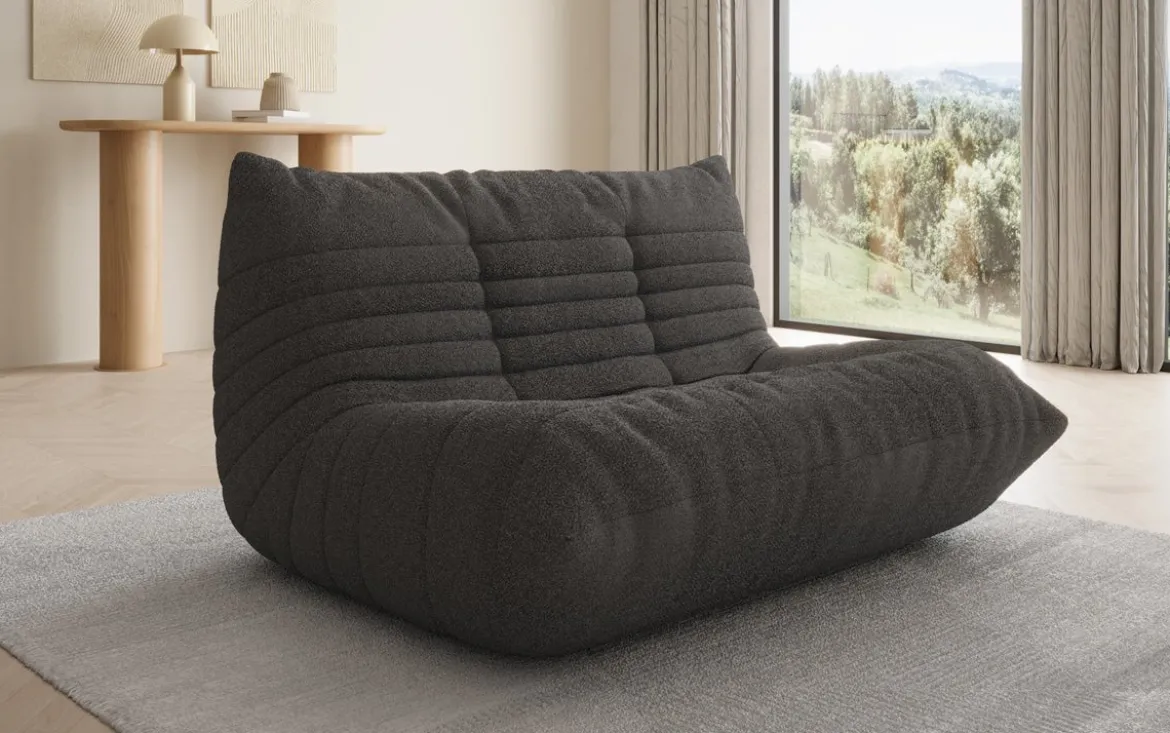 Designer 2 Sitzer Sofa Calmo in Teddy Bouclé