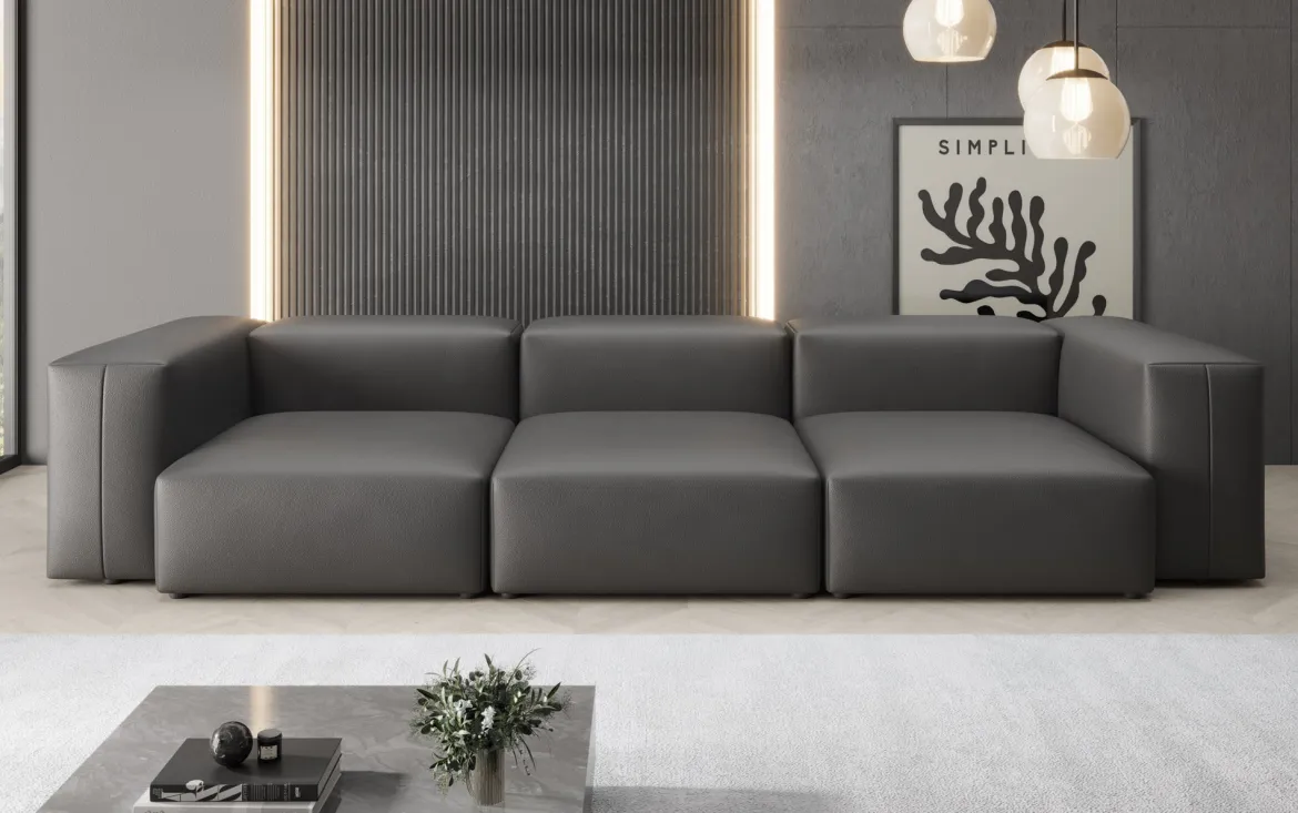Designer 3 Sitzer Sofa Snug in Echtleder