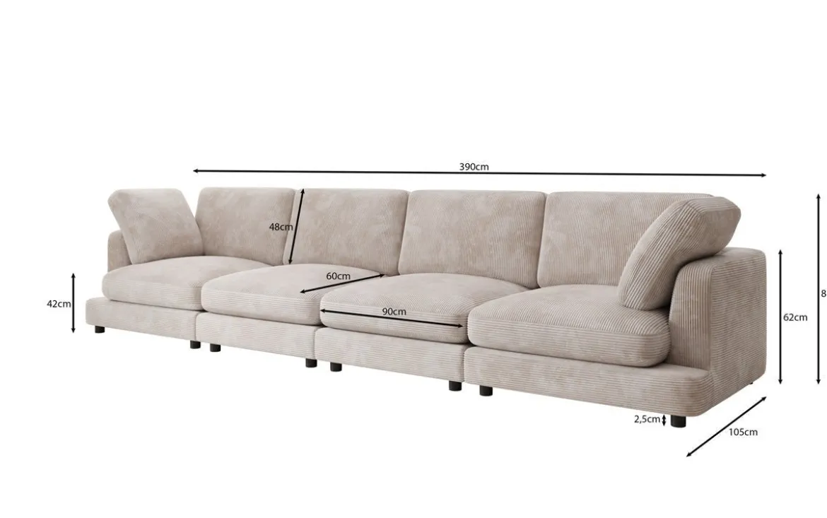 Designer 4 Sitzer Sofa Thalessa in Cord