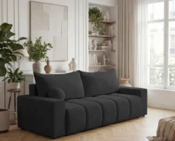 Designer 3 Sitzer Sofa Vena mit Stauraum und Schlaffunktion in Samt