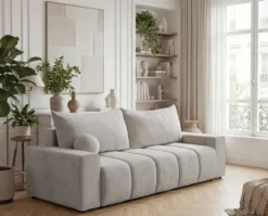 Designer 3 Sitzer Sofa Vena mit Stauraum und Schlaffunktion in Samt