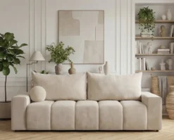 Designer 3 Sitzer Sofa Vena mit Stauraum und Schlaffunktion in Samt