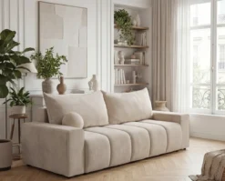 Designer 3 Sitzer Sofa Vena mit Stauraum und Schlaffunktion in Samt