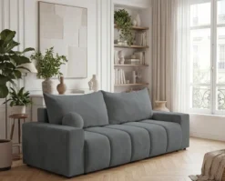Designer 3 Sitzer Sofa Vena mit Stauraum und Schlaffunktion in Samt