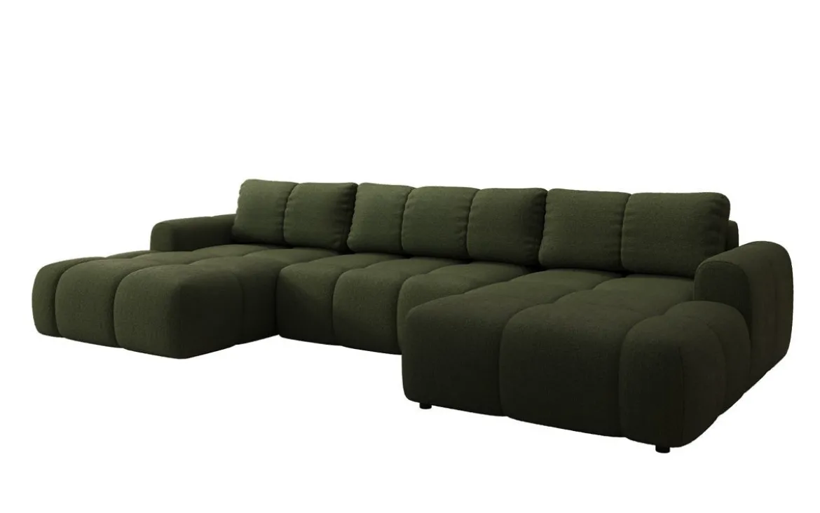 Designer Sofa Analfi U mit Schlaf- und Klappfunktion in Bouclé