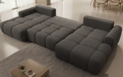 Designer Sofa Analfi U mit Schlaf- und Klappfunktion in Bouclé